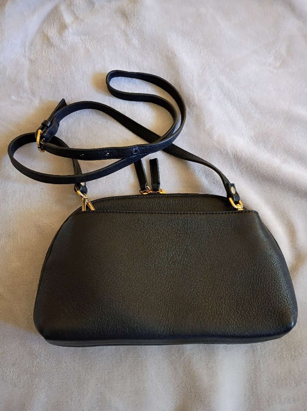 COS Pebbled Leather Dome Shaped Crossbody Bag in Black